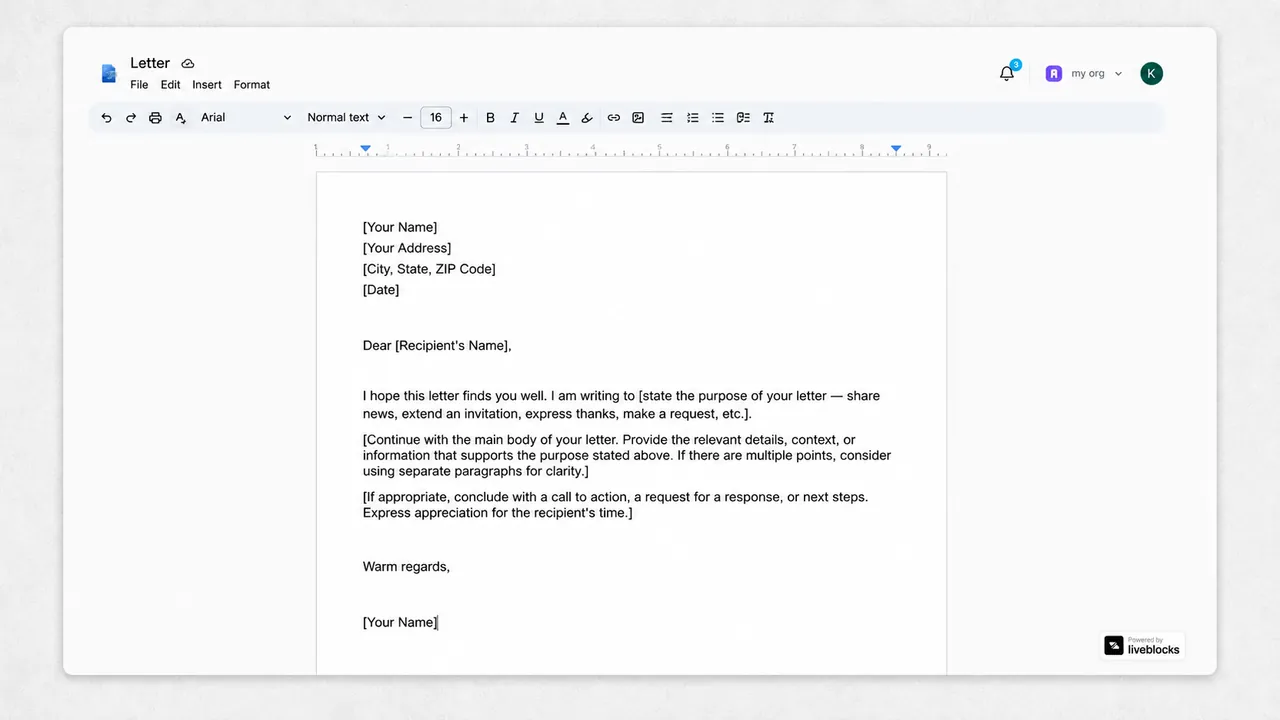 Interface screenshot of CollabDocs