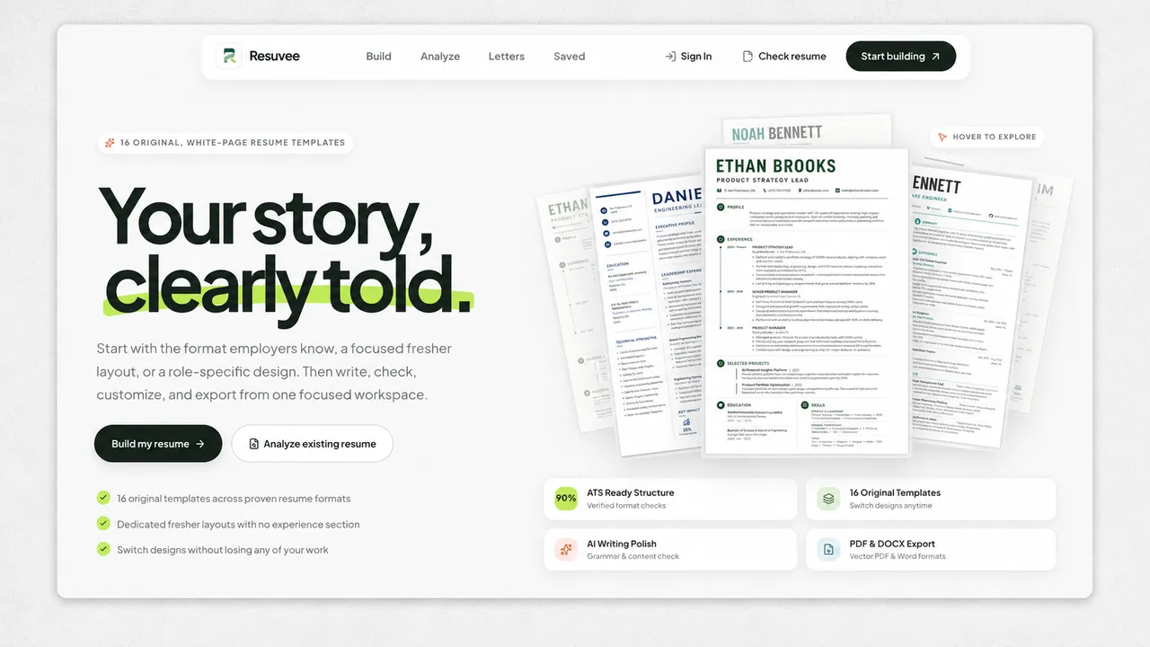 Interface screenshot of Resuvee